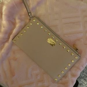 Pink studded Michael Kors wristlet